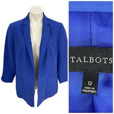 Talbots Blazer Womens 12 Periwinkle Jacket Career Minimalist Office Basic Preppy