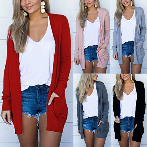 ⭐⭐Womens Long Sleeve Casual Cardigan Tops Blouse Ladies Open Front Pockets Coats - Picture 6 of 18