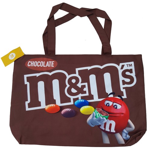 M&Ms Tote Shopping Bag Milk Chocolate Sweets Brown Shopper Reusable Large Fabric - Picture 8 of 8