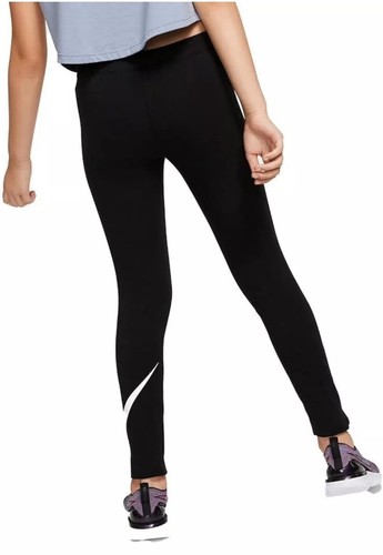Nike Girl's Swoosh Black Leggings Big Kids AR4076-010 - Picture 3 of 4