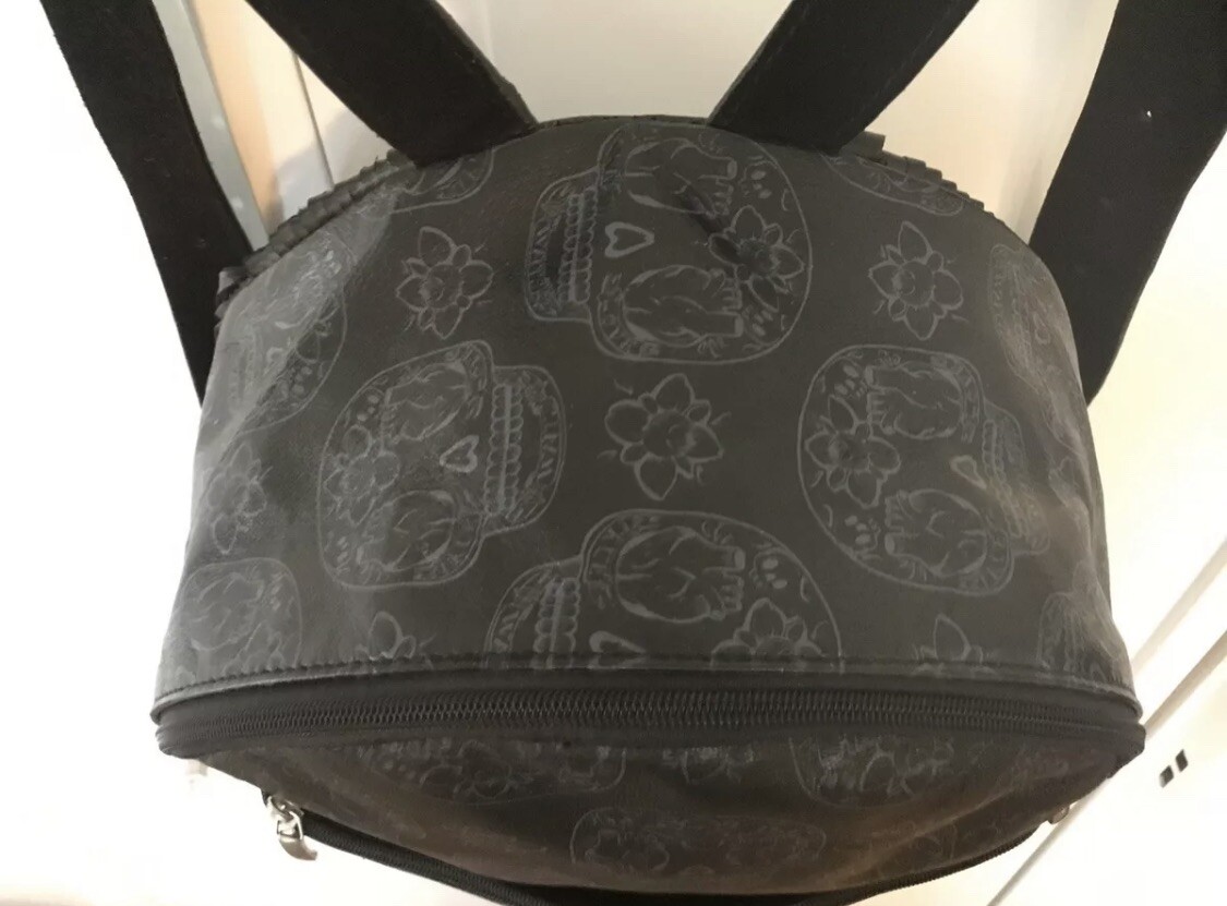 BEAUTIFUL LARETTAMIA BLACK LEATHER BACKPACK - SKULL Calavera 