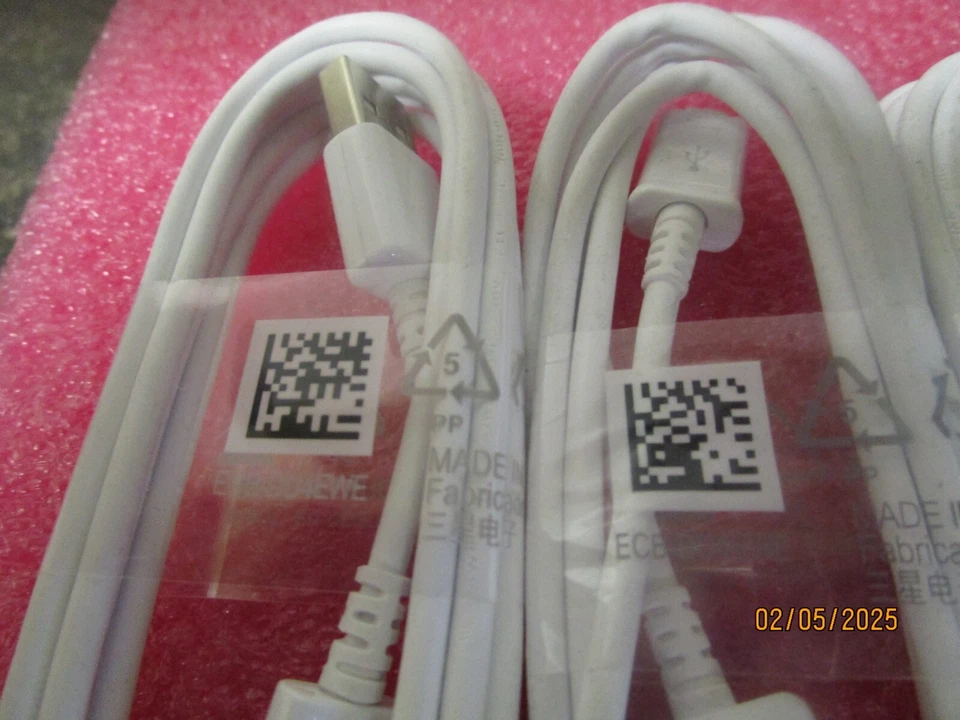 NEW! Qty (5) Samsung USB cable for Micro USB Devices - White - ECB - DU4EWE - Image 2 of 3