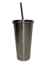 2014 Venti 16oz Starbucks Stainless Steel Tumbler Travel Cup W/straw