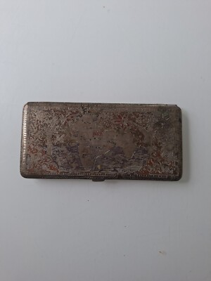 Antique engraved cigarette box.metal ancienne boîte à cigarette gravé