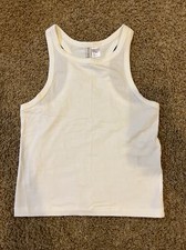 H M Divided Tank Top Womens Size Small Sleeveless White Shirt