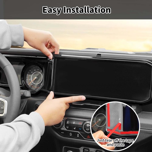 Dash Radio Screen track pack gauge bezel Covers For Jeep Wrangler JL JT 24+Black - Picture 4 of 9