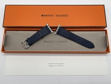 Genuine Apple Watch Hermes NAVY Single Tour Leather Band 49mm 46mm 45mm 44mm