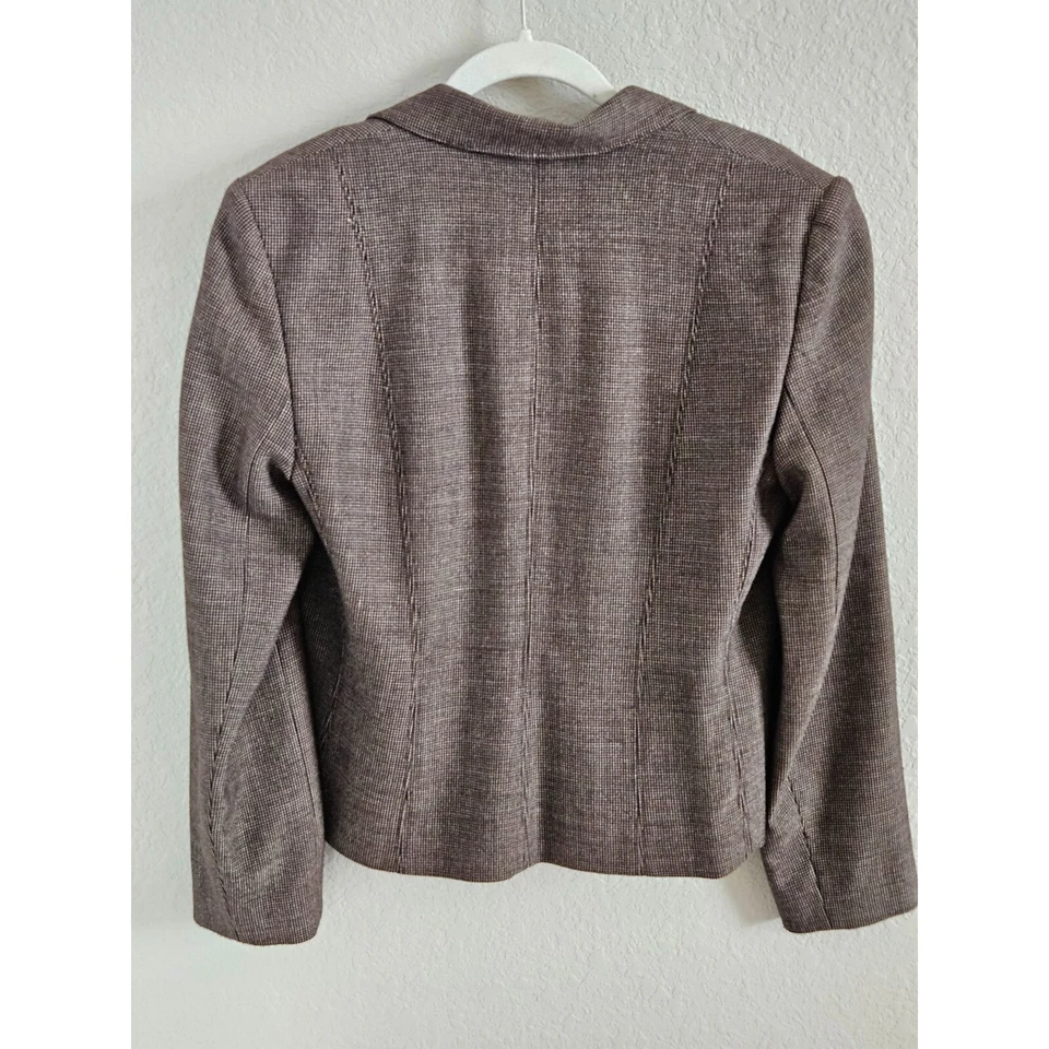 Blazer Hillard & Hanson Mujer Talla 10 Marrón Elastizado Tweed 3 Botones Forrado Oficina Foto 2 de 4