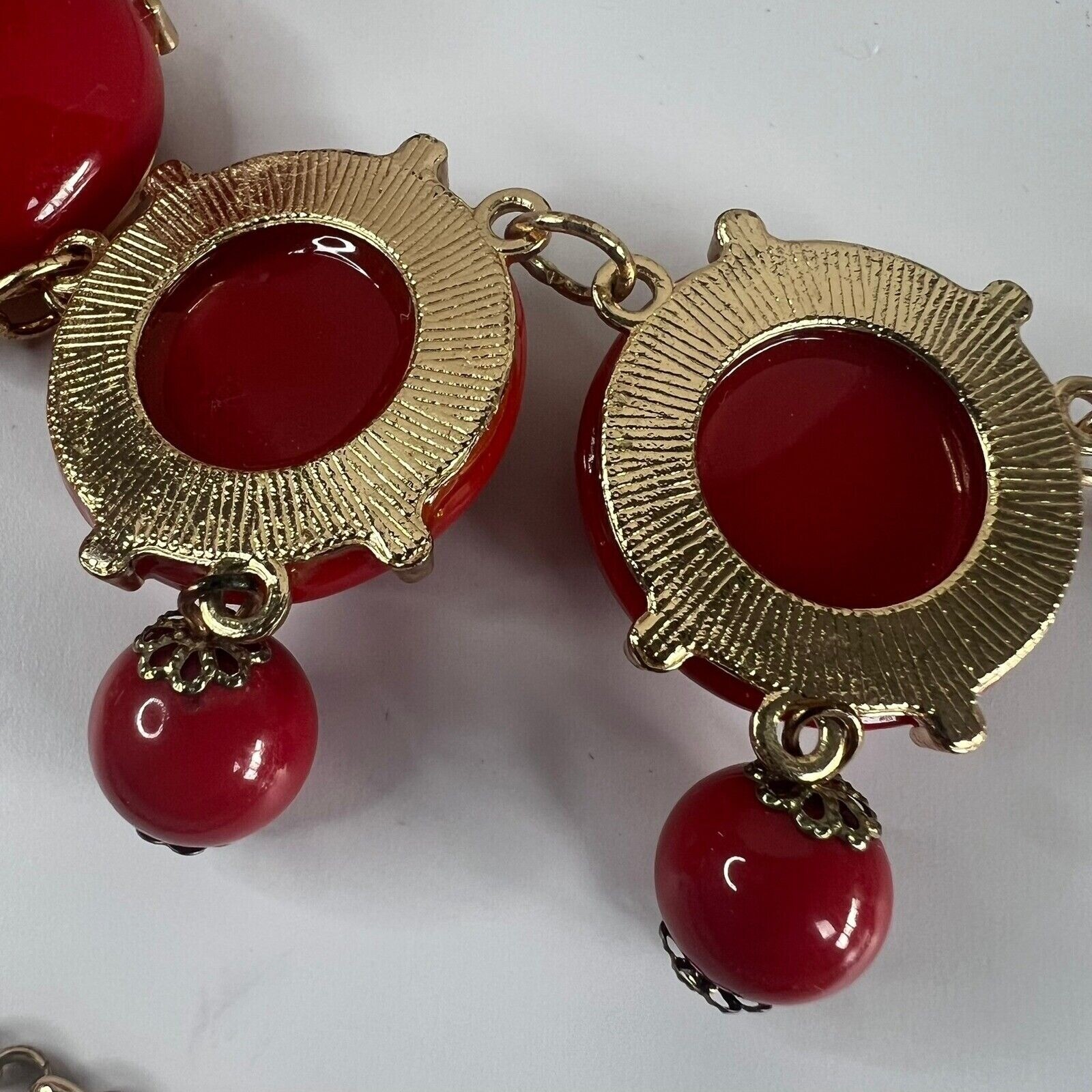 Red Chunky Statement Bubble Round Bib Boho Neckla… - image 7