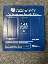 50 Pair TIDI Exam Gloves Latex Powder Free Large 12"L Beaded Cuff 18 Mils