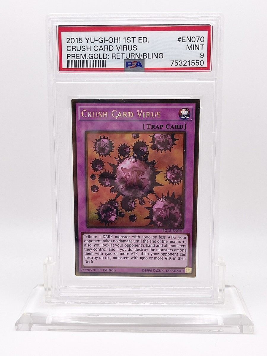crush card virus gold rare 2015 Yugioh PGLD-EN070 Crush Card Virus 1st Edition Gold Rare PSA 9 NEAR  MINT