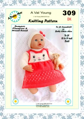  PUPPEN STRICKMUSTER für * Annabell * oder 18''/20'' Puppe. No.309 Daisy May