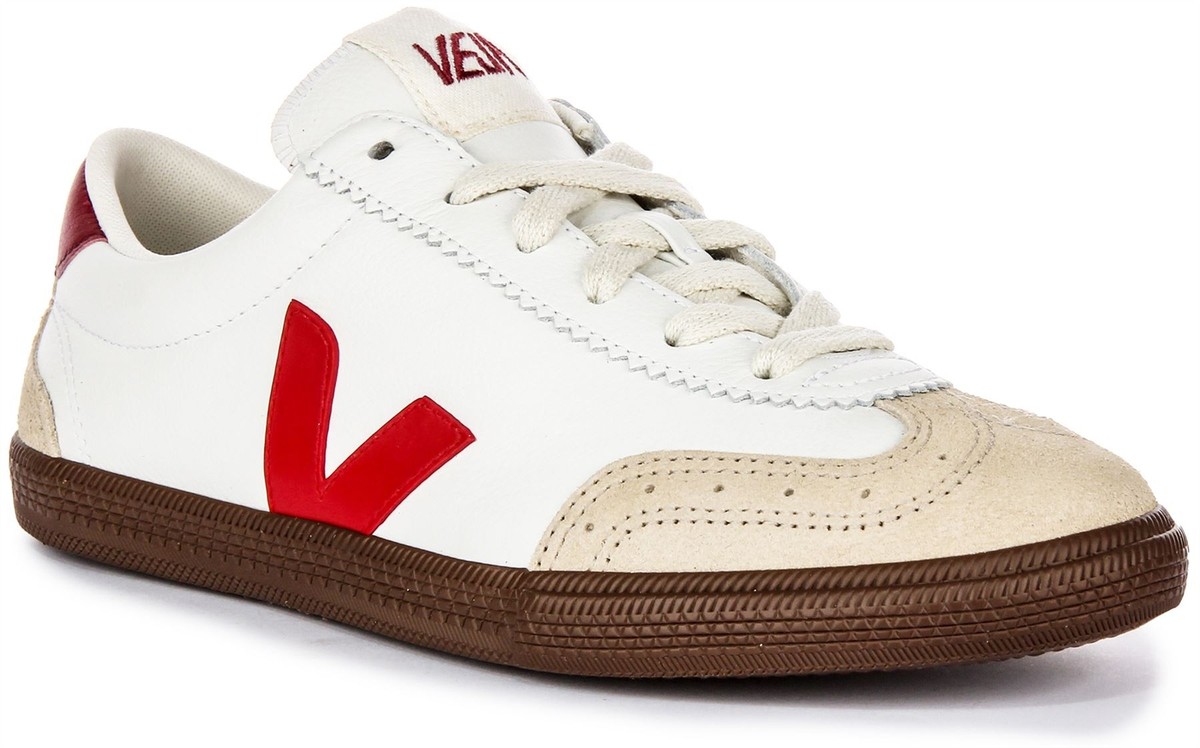 Veja Volley Leather 70S Volleyball Womens Trainer White Red - Main Image