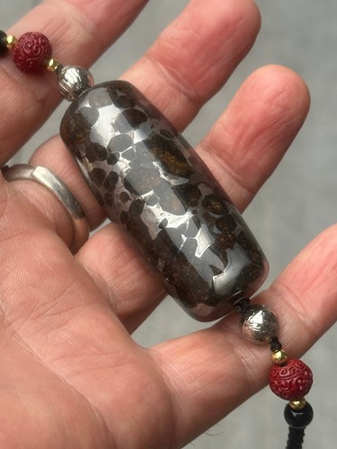 Sericho Pallasite Meteorite Perfect TianZhu Pendant Handmade Beads Sealed Glaz - Picture 16 of 17