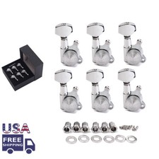 6R Guitar String Inline Tuning Pegs Locking Tuners Keys Machine Heads Chrome USA