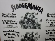 STOOGE MANIA Movie Mini Ad Sheet Vintage Advertising Poster Film Three Stooges