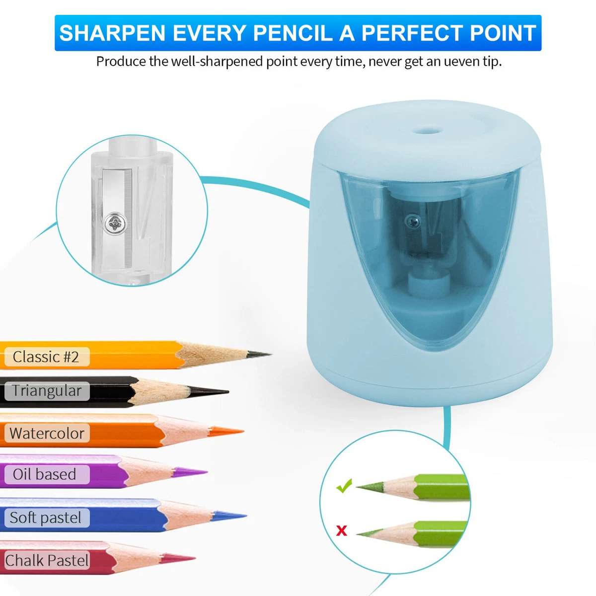 Electric pencil sharpener clearance with replaceable blades
