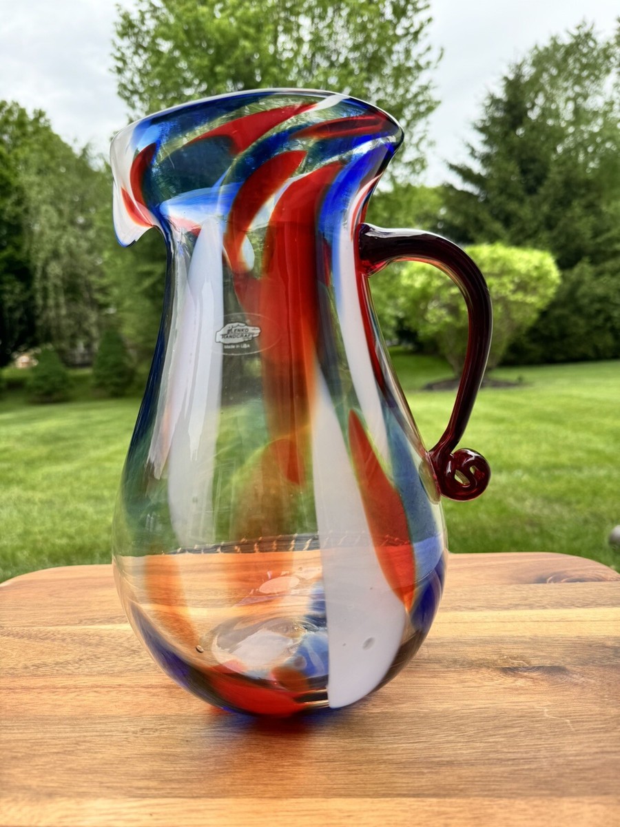 Blenko Fireworks Collection Art Glass Water Carafe Pitcher 11.5