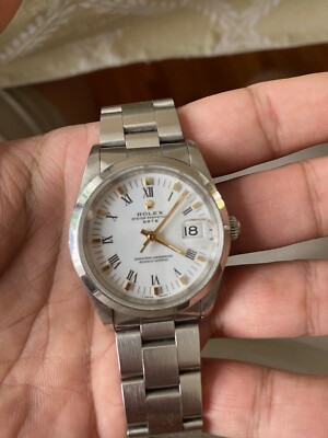 Mens Rolex Date Stainless Steel Watch Oyster Perpetual Silver Dial