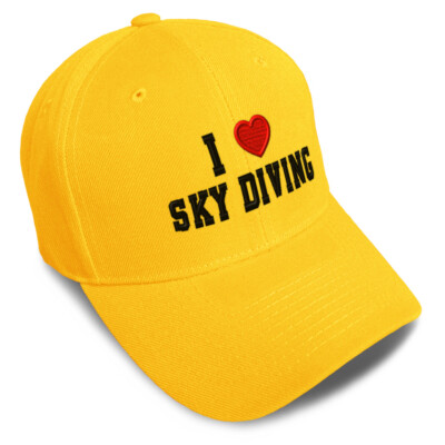 Baseball Cap I (Love) Sky Diving Red Heart Sports Lovers Sky Diving Lovers
