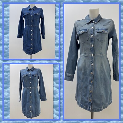Damen Neu Gap Jeanskleid mit Taschen in 3 Farben Größe XS S M L XL