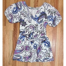 Ann Taylor Loft Paisley Linen Blend Dress Size 12P Boho Chic Cottagecore Artsy