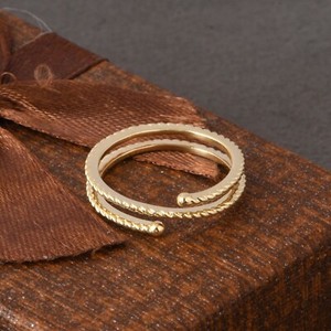 Authentic 18k Gold Plated Spiral Three Row Texture  Ring For Engagement Wedding Birthday