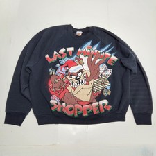 Vintage Looney Toons Tunes 1997 TAZ Sweatshirt Christmas Last Minute Shopper XL