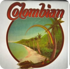 Vintage 1970's Colombian Iron-On Transfer Rainbow  Palm Trees on the Beach