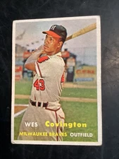 1957 Topps Scarce Series Wes Covington #283 Rookie RC  Milwaukee Braves Vintage