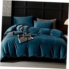 Flanne Velvet Duvet Cover Sizel Duvet Cover Bedding Sets, 3pcs Queen Blue