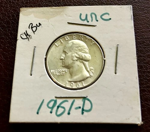 1961-D 90% Silver Washington Quarter 25C Uncirculated Coin!