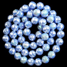 1Strand 9mm Faceted Blue Crystal Round Ball Loose Bead 15.5inch SJTZ48