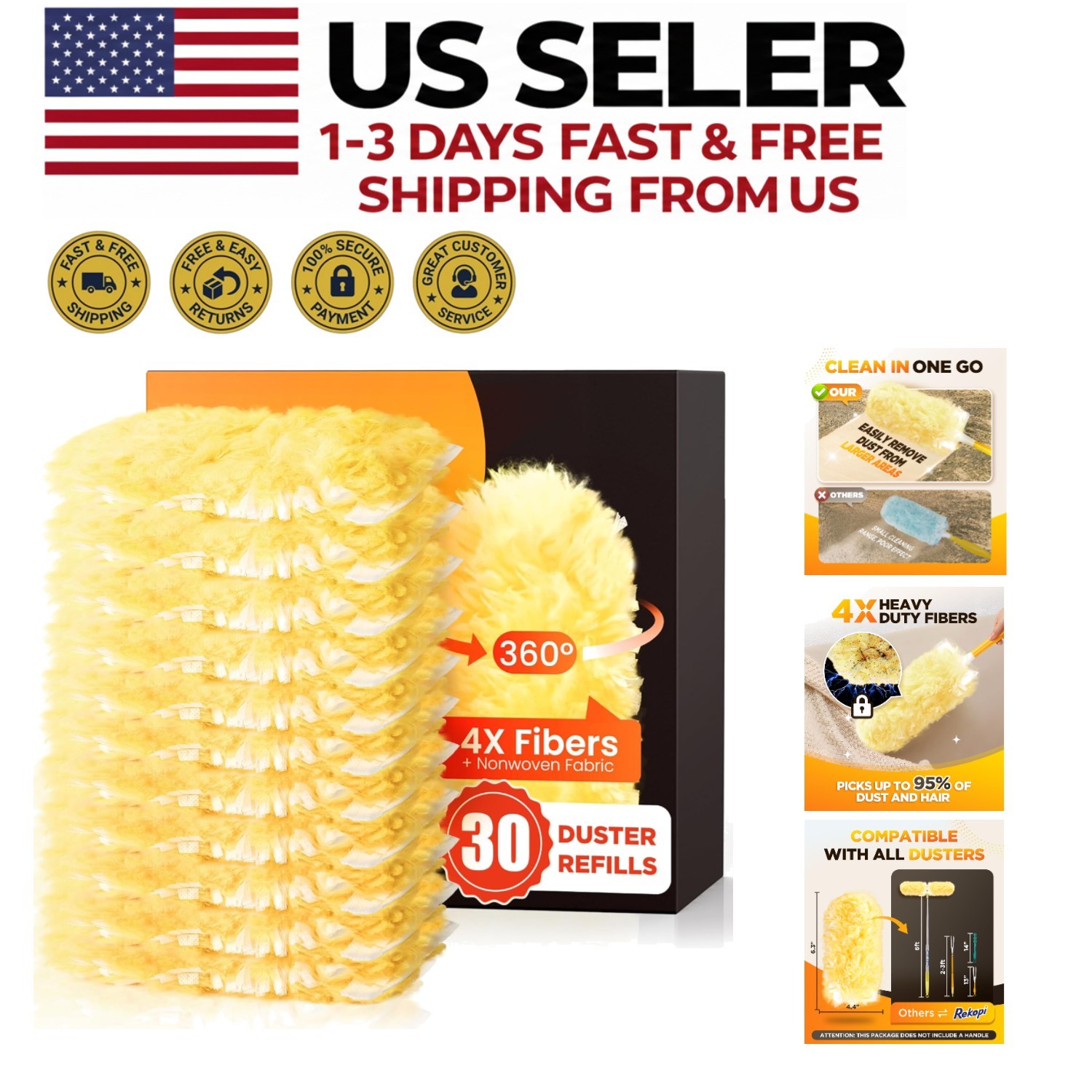 Heavy Duty 360&deg; Duster Refills Multi-Surface Large Size Uns