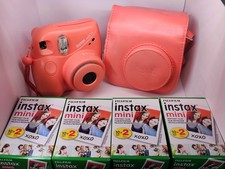 Fujifilm Instax Mini 7 Instant Camera Coral Plus Case 8 - 10 count Film Packs