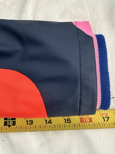 Girls Mini Boden Rain Coat Jacket Striped Liner Zip Snap Circles Navy Size 9/10 - Picture 8 of 10
