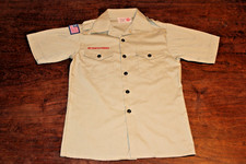 Boy Scouts of America BSA Youth Shirt Tan Large Plain No Patches Short Sleeve