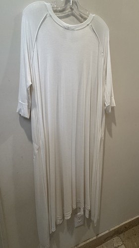Alembika Jersey Oversized Dress White Sheer Viscose Relaxed Comfy Size M - 第 2/11 張圖片