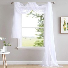 NICETOWN Sheer Canopy Bed Curtains Panels 216 60"W x 216"L Pack of 1 , White