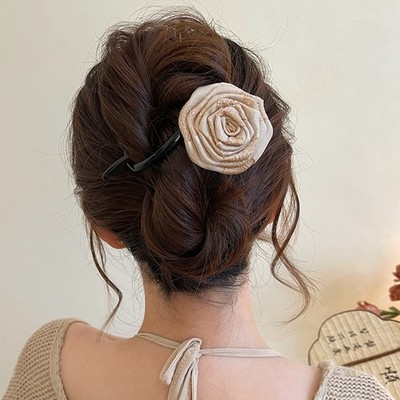 Flower Beaded Straight Hair Clip Women Twist Hair Clip Shark Clip Back Of Head