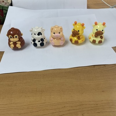 Weebles Like Toys Giraffe, Cow, Pig & Monkey Very Cute And Small In Size B4
