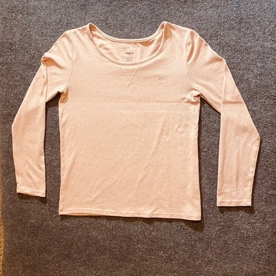 Born Top Womens L Long Sleeve Scoop Neck Pullover Blush 95% Polyester Stretch