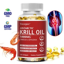 Antarctic Krill Oil 1000mg with Omega-3s EPA, DHA and Astaxanthin Healthy Lipid