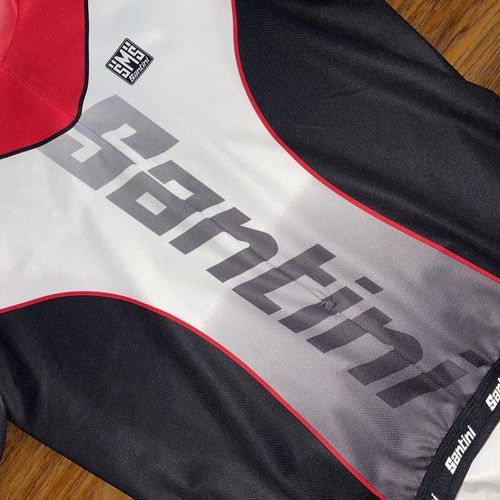 Santini SMS Cycling Jersey 3/4 Zip White Red Black Gray Mens Large L Shirt Italy - Picture 2 of 14