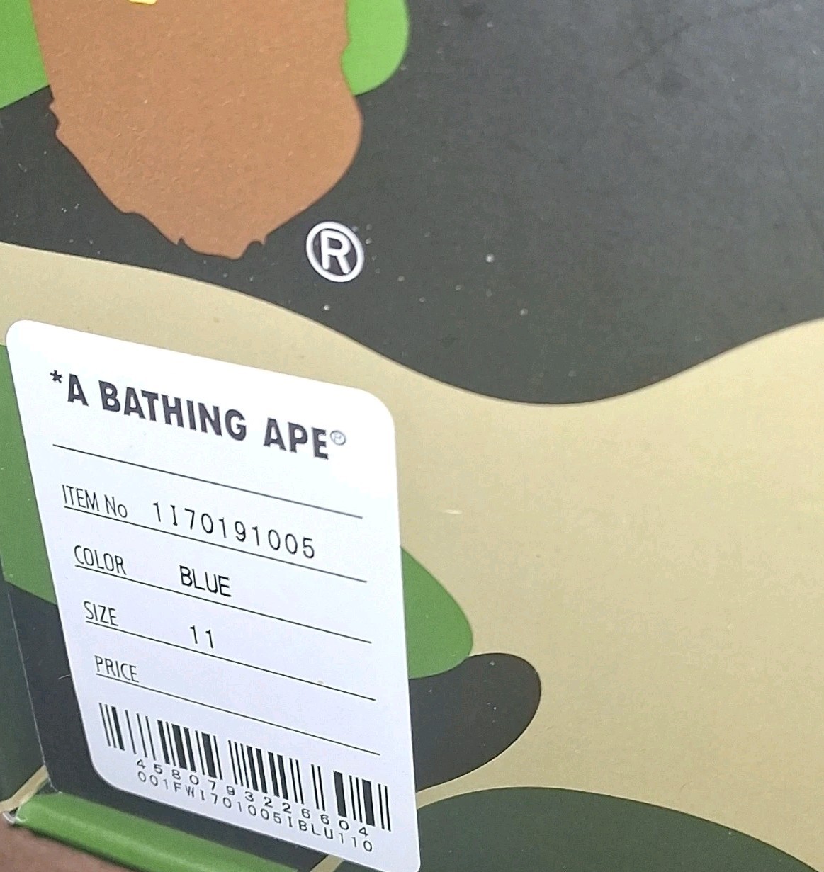 A Bathing Ape Bapesta Blue Camouflage 1170191005 White Leather Men's Sneaker thumbnail 8