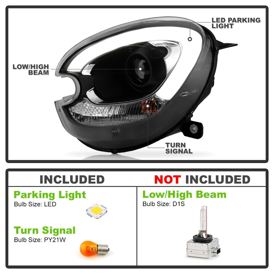 2011-2016 Mini Cooper Countryman HID/Xenon w/o AFS LED Tube Projector Headlights - Изображение 4 из 4