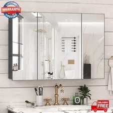 100x70cm Bathroom Wall Mount Medicine Cabinet with 8 Shelves  3 Mirror Door