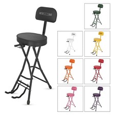 5Core Guitar Stool 3.15" Padded Chair w Backrest Foldable Music Seat w Stand
