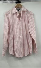 Banana Republic Pink Plaid 100 Cotton Button Down Dress Shirt Men's 15 Non-Iron