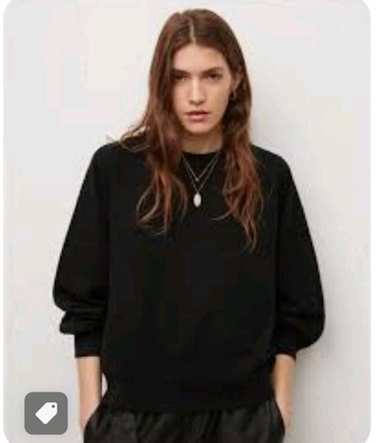 All Saints Womens Racer Back Sweatshirt Cygni Black Crew Neck Sweater Jumper XS - Picture 2 of 8